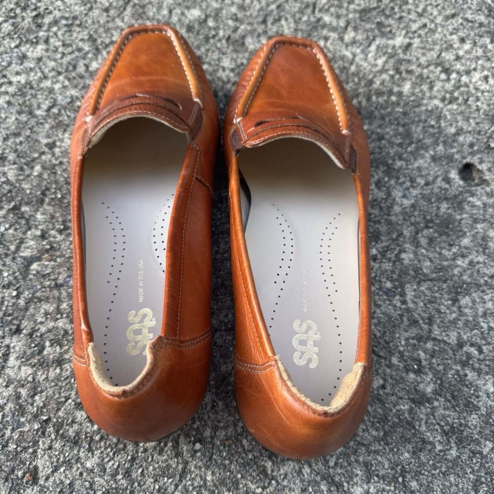 SAS Penny J Walnut Brown Leather Loafers Women's 10 M Moc Toe Slip On Shoes USA - Picture 6 of 10